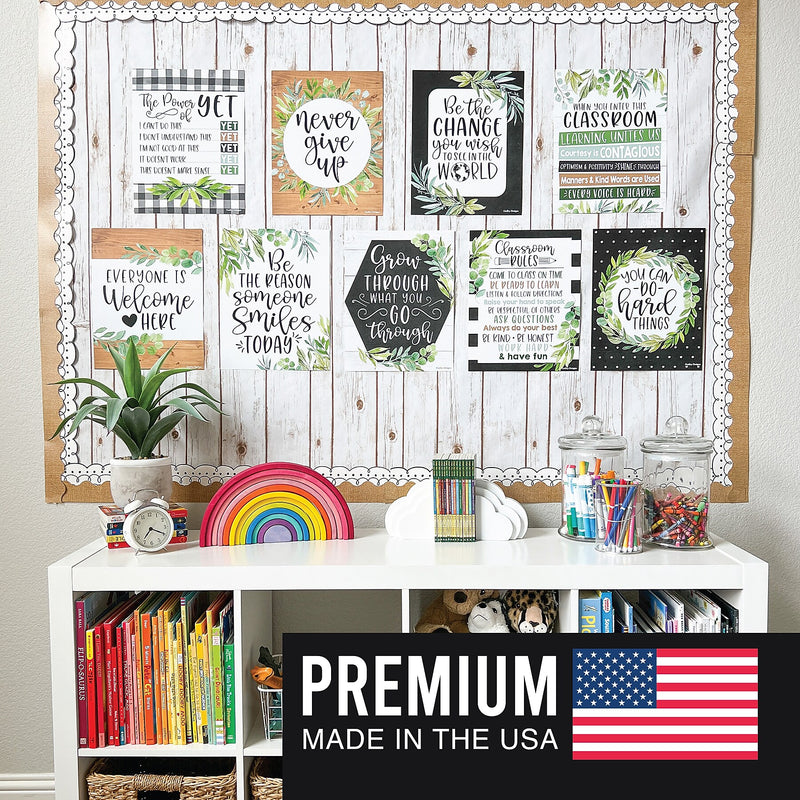 Hadley Designs 14" x 11" Boho Farmhouse Growth Mindset Classroom Decor Posters, 9/Set (HDDX004A2EQMD)