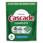 Cascade Complete ActionPacs Dishwasher Detergent, Fresh Scent, 4 Pacs/Pack, 30 Packs/Carton (80818933)