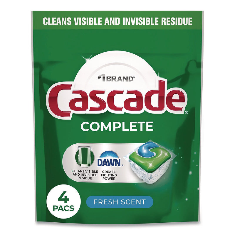 Cascade Complete ActionPacs Dishwasher Detergent, Fresh Scent, 4 Pacs/Pack, 30 Packs/Carton (80818933)
