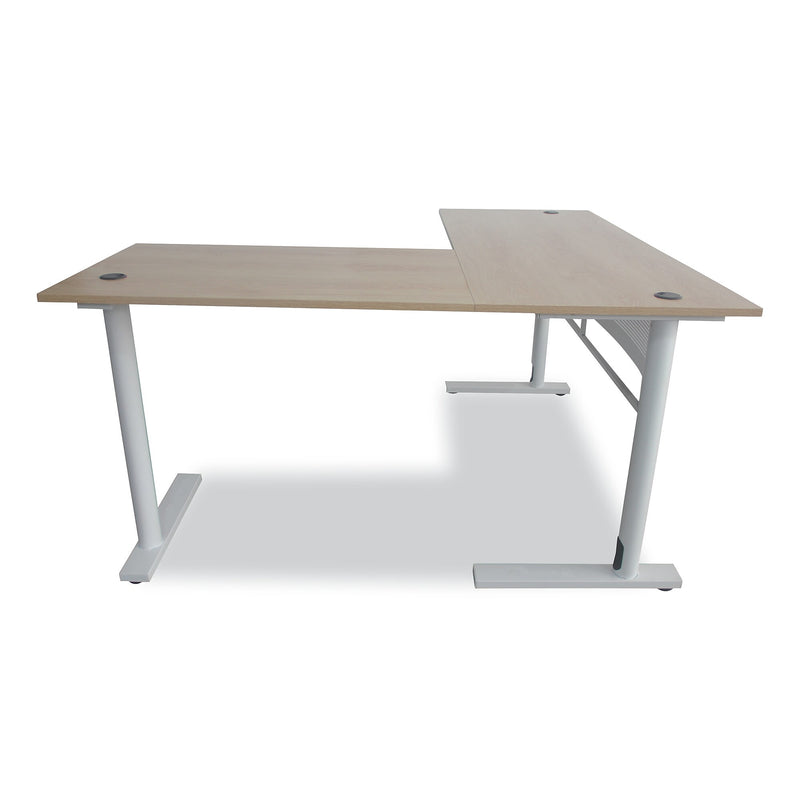 Workspace by Alera® L-Shaped Writing Desk, 59.05" x 59.05" x 29.53", Beigewood/White