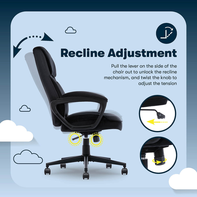 Serta Comfort Classic Ergonomic Velvet Fabric Swivel Executive Chair, Black (CCHR10005D)