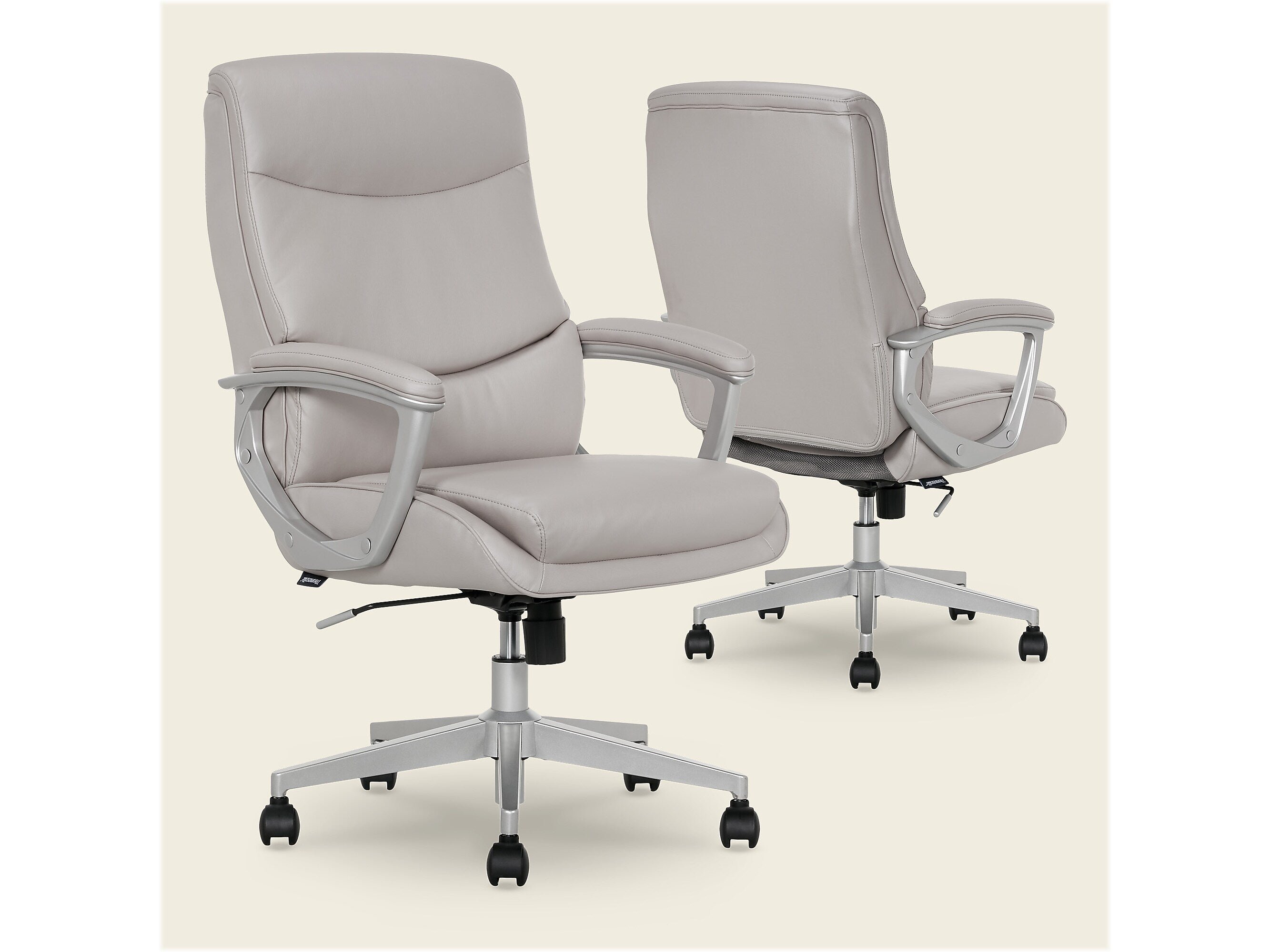 Thomasville Furniture Josephine Ergonomic Bonded Leather Swivel Manager Chair, Gray (60071-LGRY)