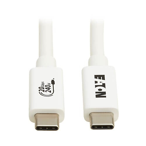 Eaton USB4 6.6' USB-C 240W Charging Cable, 20 Gbps, Male to Male, White (U521-1P0M-WH20G)