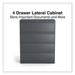 Alera 4-Drawer Lateral File Cabinet, Letter/Legal Size, Lockable, 52.5"H x 42"W x 18.63"D, Charcoal (ALEHLF4254CC)