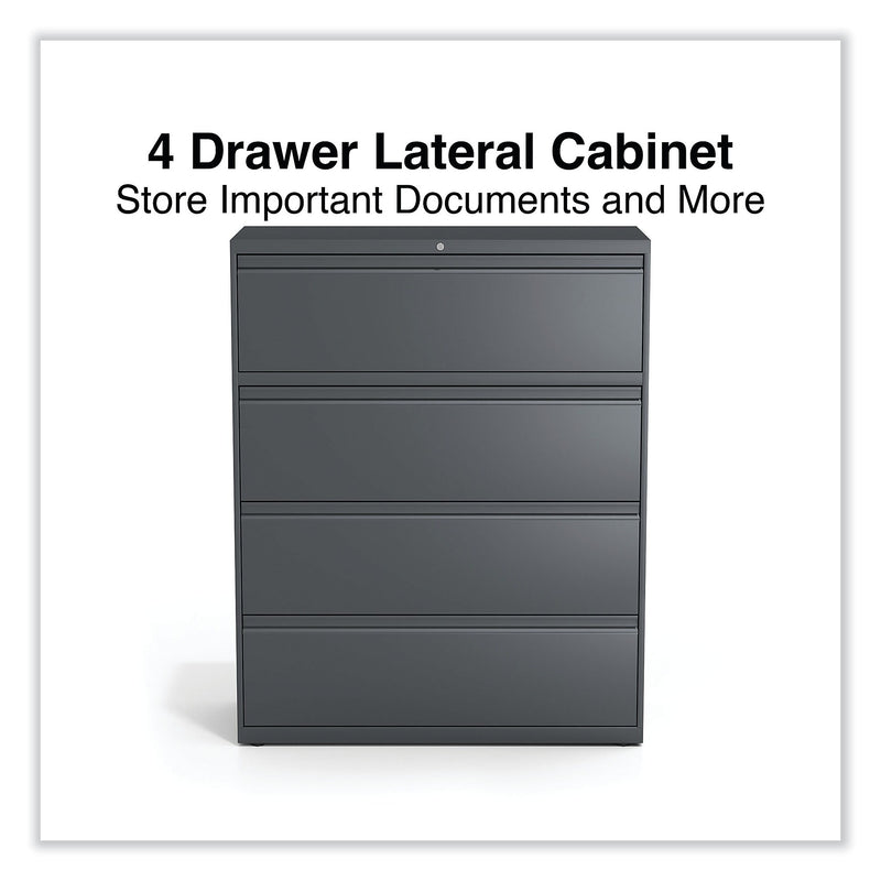 Alera 4-Drawer Lateral File Cabinet, Letter/Legal Size, Lockable, 52.5"H x 42"W x 18.63"D, Charcoal (ALEHLF4254CC)