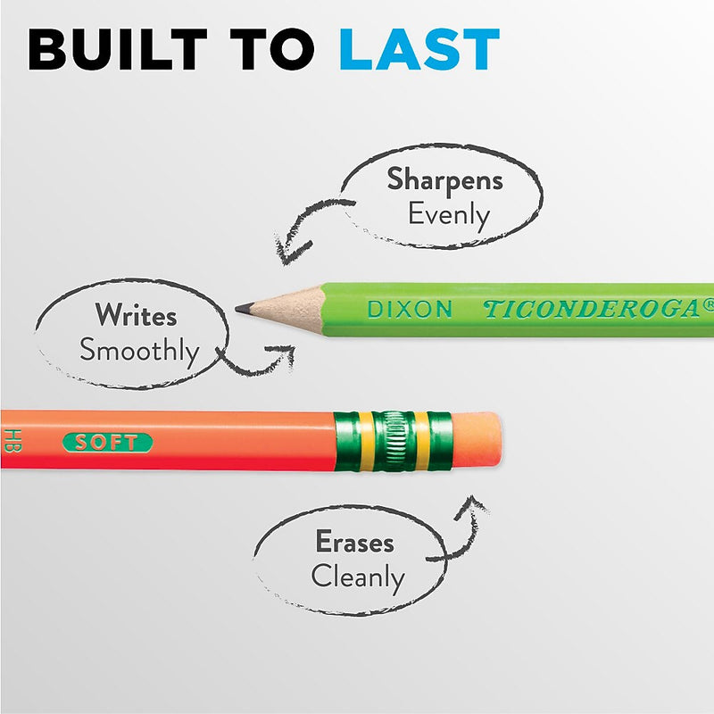 Ticonderoga Neon Pre-Sharpened Wooden Pencil, #2 Medium Lead, 18/Pack (X13018)