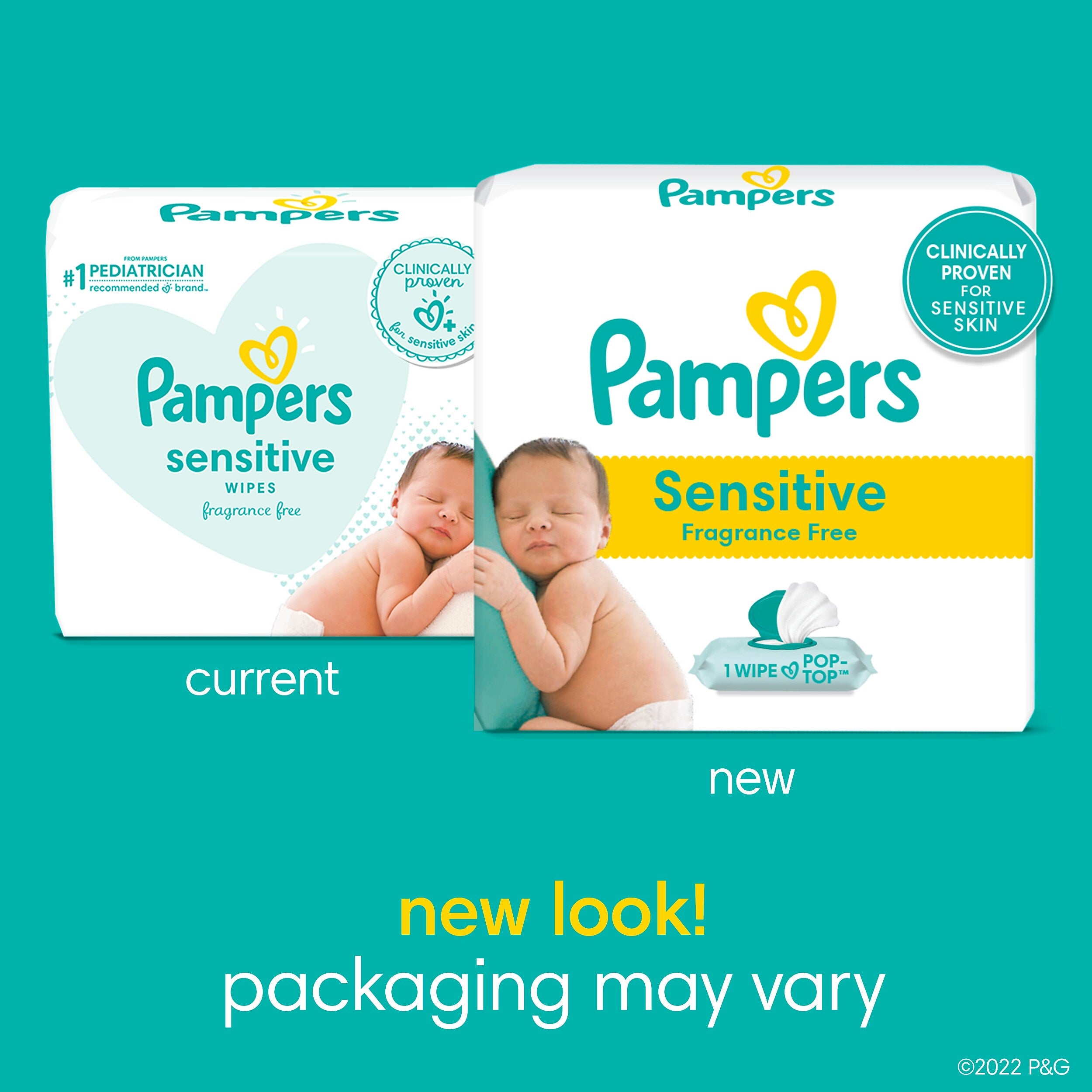 Pampers Sensitive Baby Wipes, Perfume Free, 7 Flip-Top Packs, 588 Total Wipes (75461)
