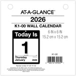 2026 AT-A-GLANCE Today Is 6" x 6" Daily Calendar Refill Pages, White/Black (K1-50-26)