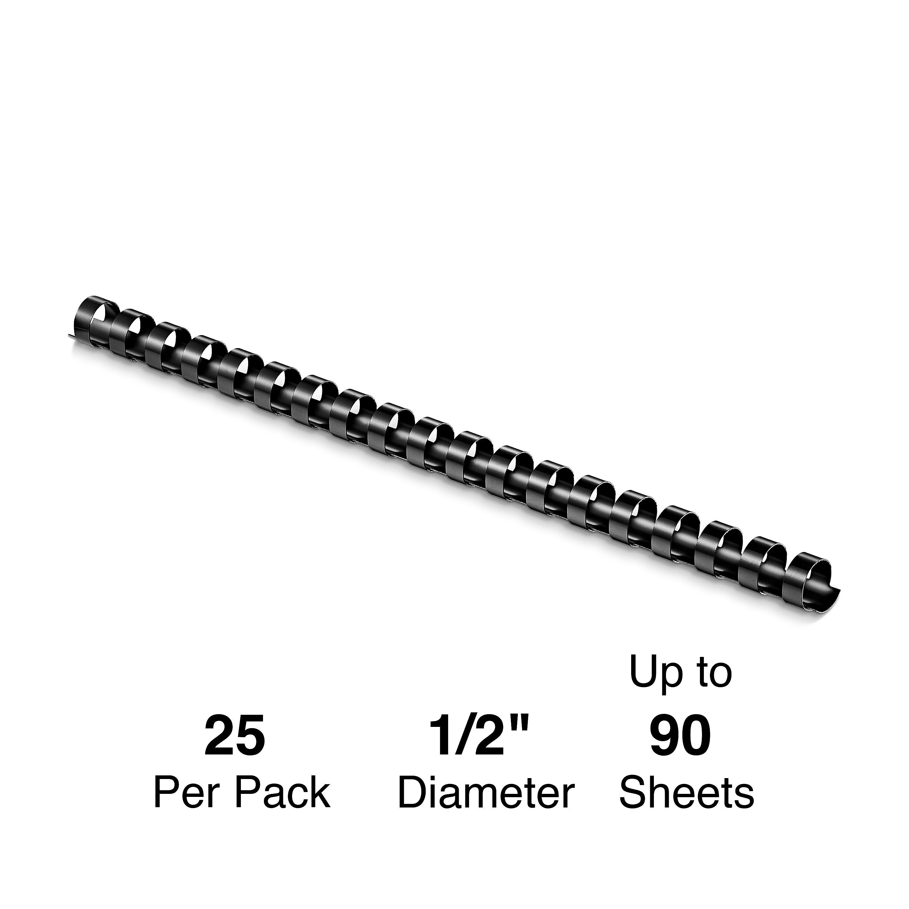 Staples® 1/2" Plastic Binding Spine Comb, 90 Sheet Capacity, Black, 25/Pack (17459/ST17459)