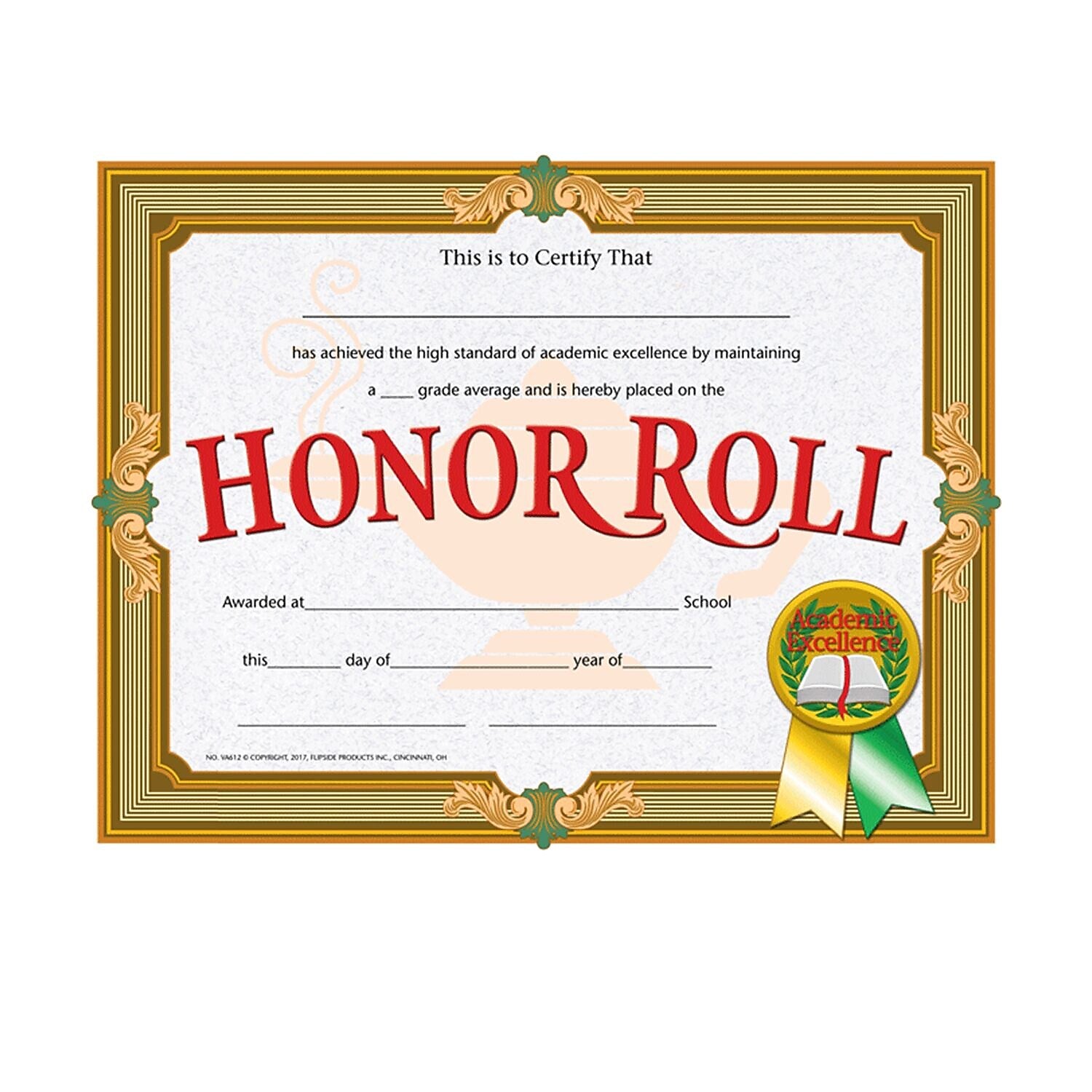 Hayes Brown Border Honor Roll Certificate, 8 1/2" x 11", 30/Pack