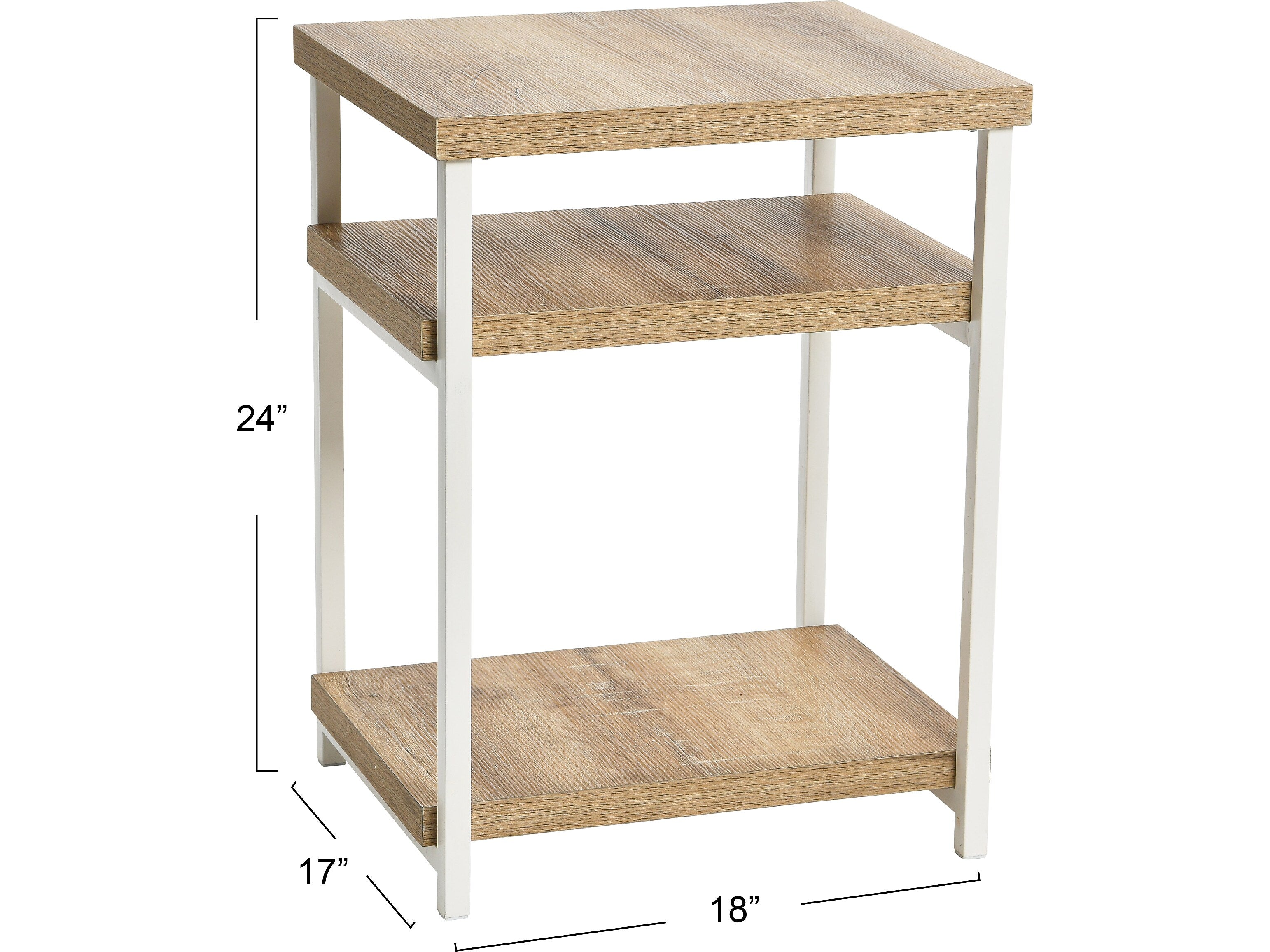 Household Essentials Jamestown 18"W x 17"D Laminate Side/End Table, 2 Shelves, Coastal Oak/White (8230-1)