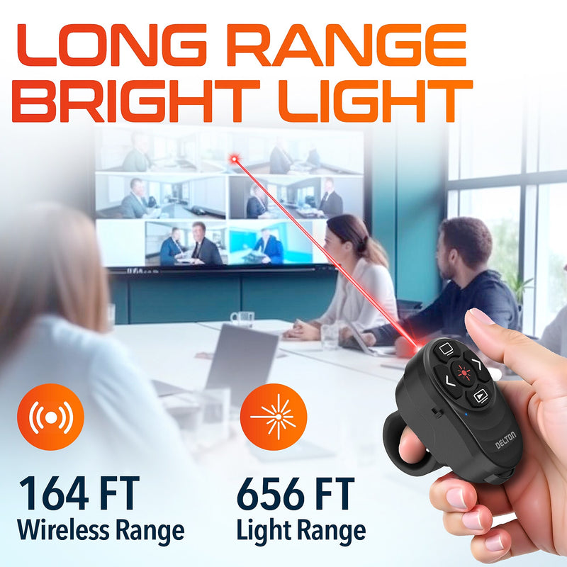 Delton P48 2.4GHz Wireless Presentation Finger Laser Pointer, Black (DLP48)