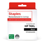 Staples Remanufactured Black High Yield Ink Cartridge Replacement for HP 74XL (TRCB336WN/STCB336WN)