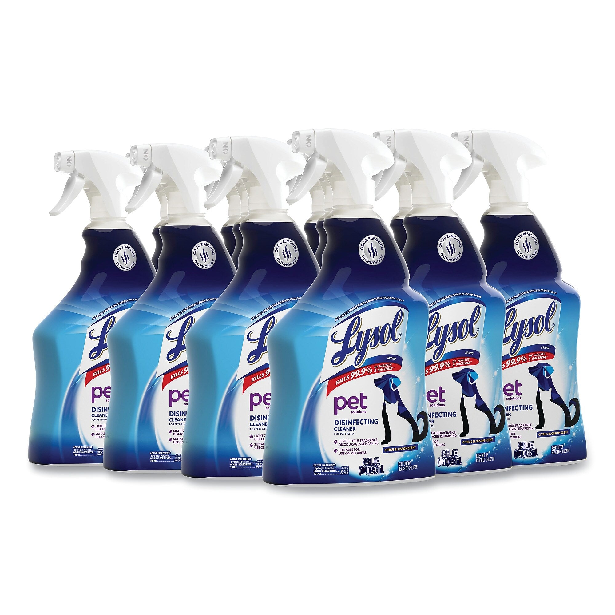 LYSOL Brand Pet Solutions Disinfecting Cleaner, Citrus Blossom, 32 oz Trigger Bottle, 9/Carton (RAC99653CT)