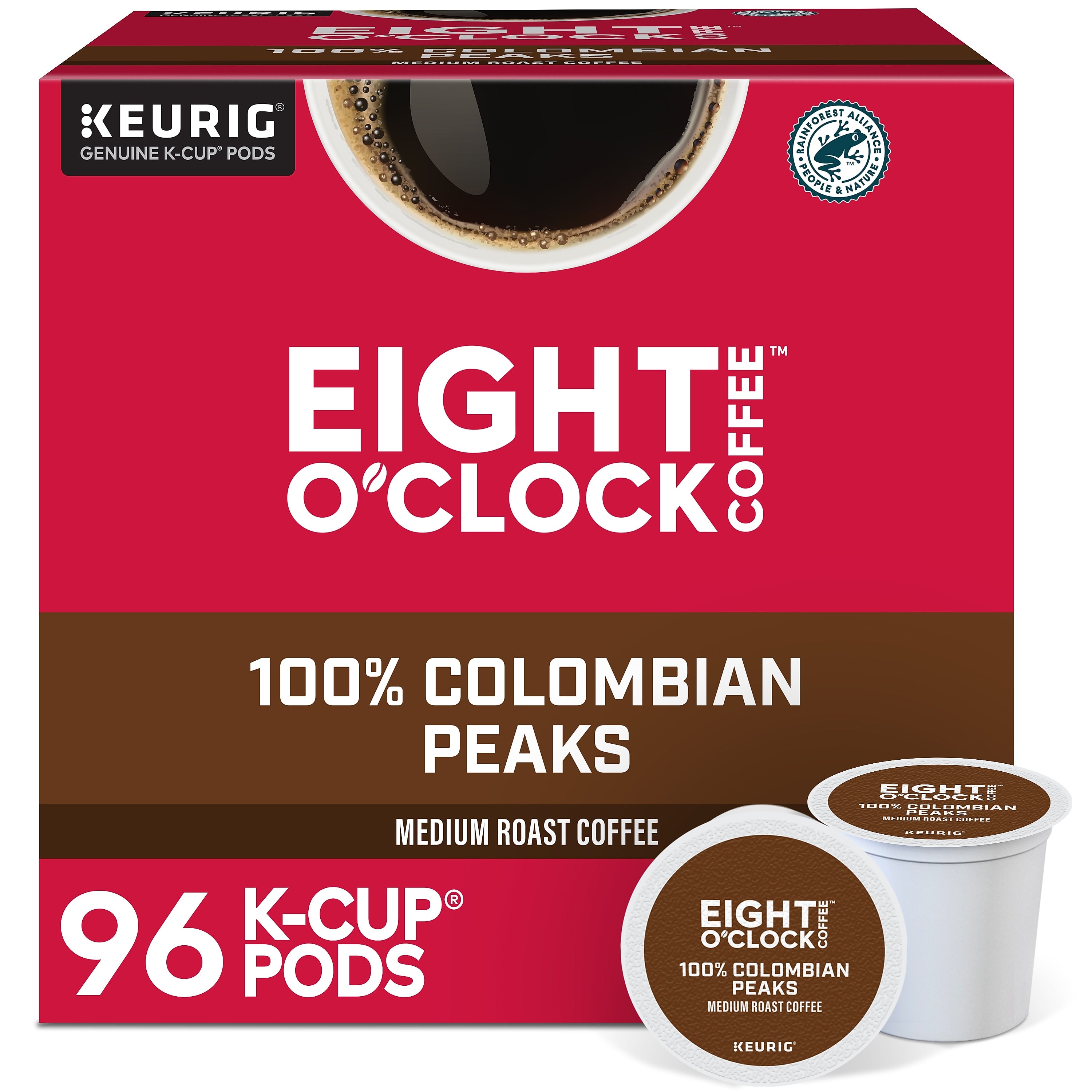 Eight O'Clock 100% Colombian Peaks Coffee, Keurig K-Cup Pod, Medium Roast, 24/Box, 4 Boxes/Carton (6407CT)