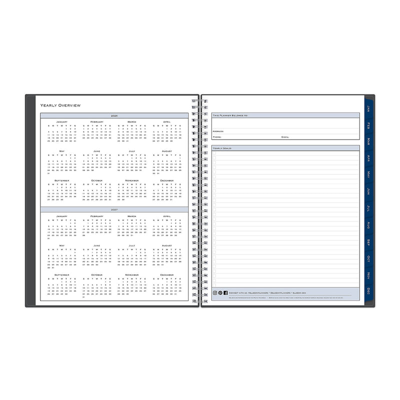 2026 Blue Sky Passages 8.5" x 11" Calendar Year Weekly & Monthly Planner, Plastic Cover, Gray (100009-26)
