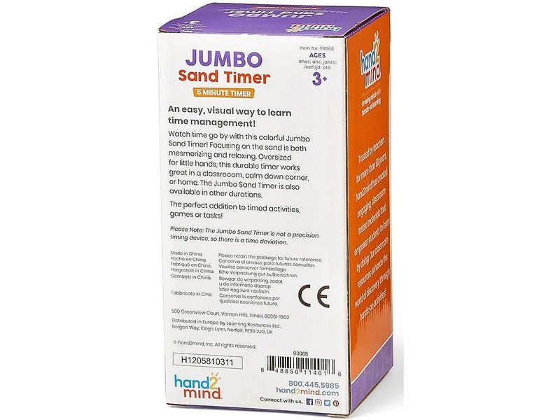 hand2mind Jumbo 5-Minute Sand Timer, Orange (93068)