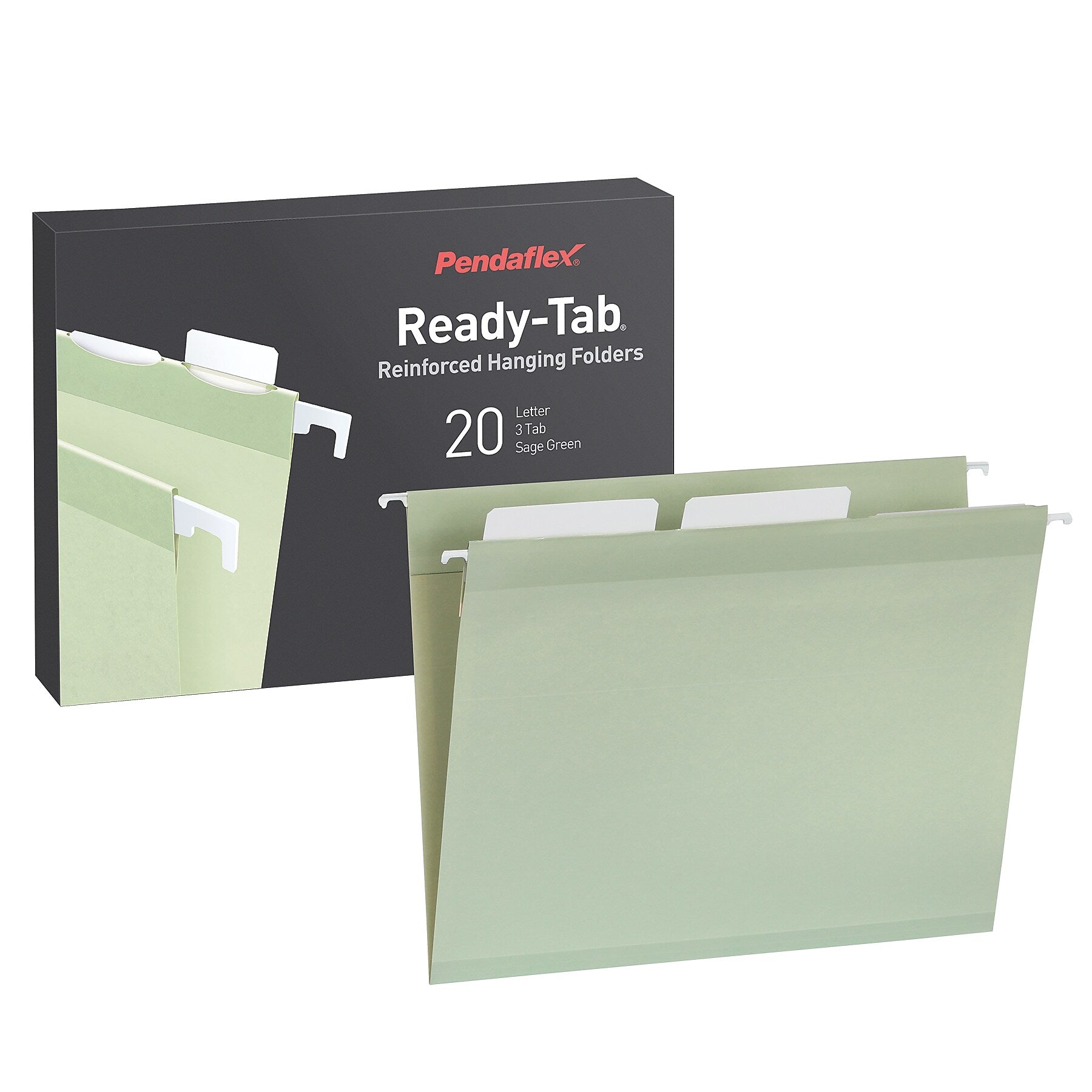 Pendaflex Reinforced Hanging File Folder, 3-Tab, Letter, Sage green, 20/Box (1009463)