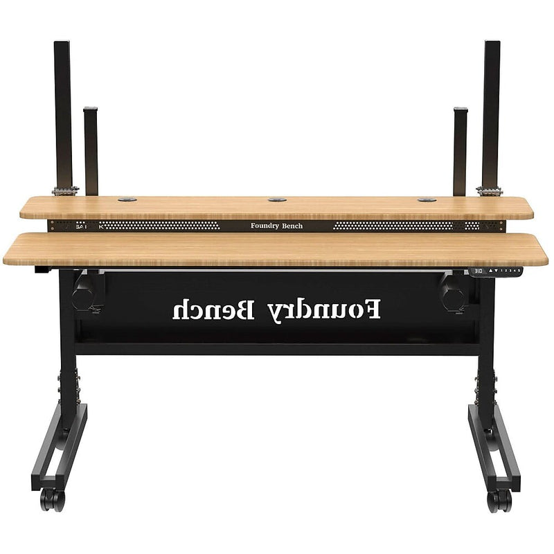 VersaDesk Foundry Bench 60"W Electric Rectangular Adjustable Standing Desk, Bamboo/Black (FB6030-BNB-APP)