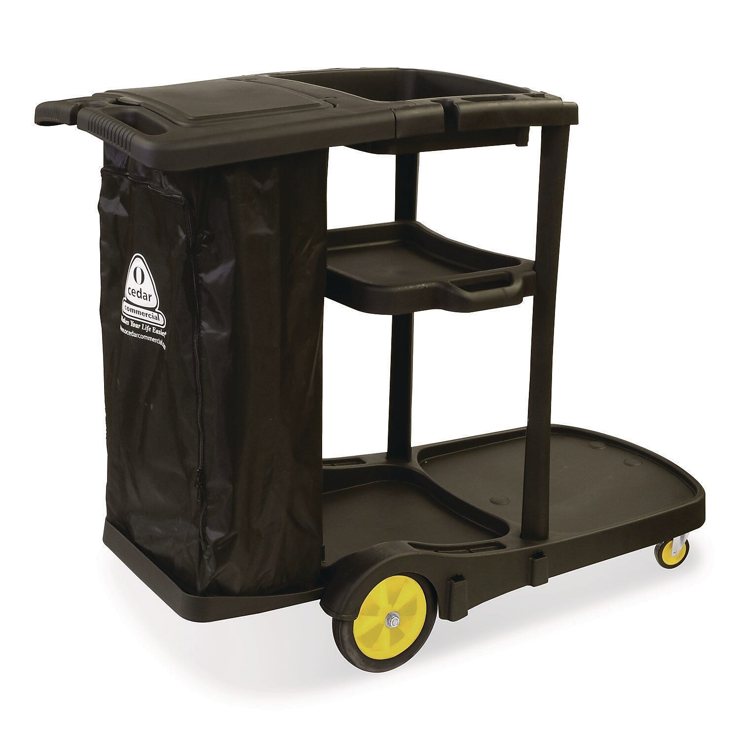 Nexstep Commercial Products Premier 2-Shelf Cleaning Cart with Vinyl Bag (96980)