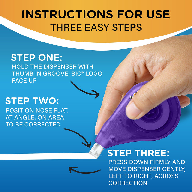 BIC Wite-Out EZ Correct Correction Tape, White, Pack of 6 (BICWOTAPP11-6)