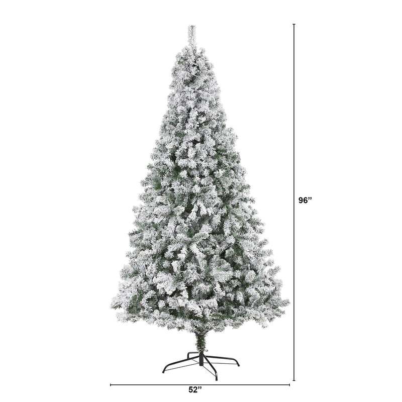 Nearly Natural 8-ft Flocked Rock Springs Spruce Artificial Christmas Tree (T1748)