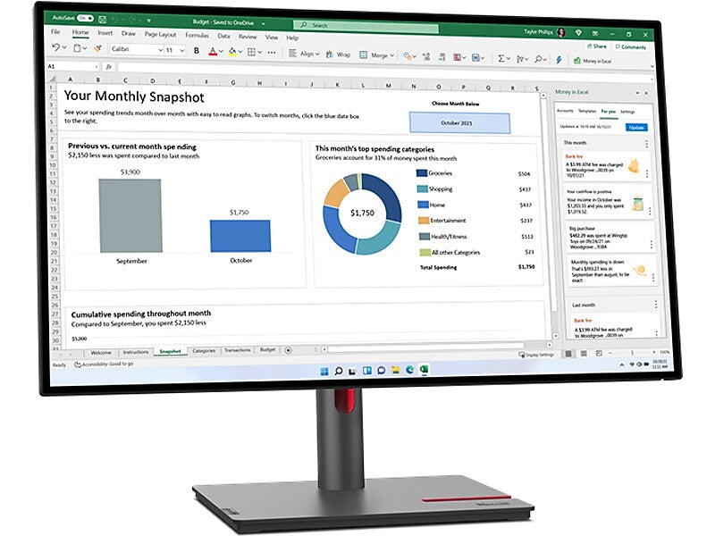 Lenovo ThinkVision P27h-30 27" 60 Hz LCD Monitor, Raven Black (63A1GAR1US)