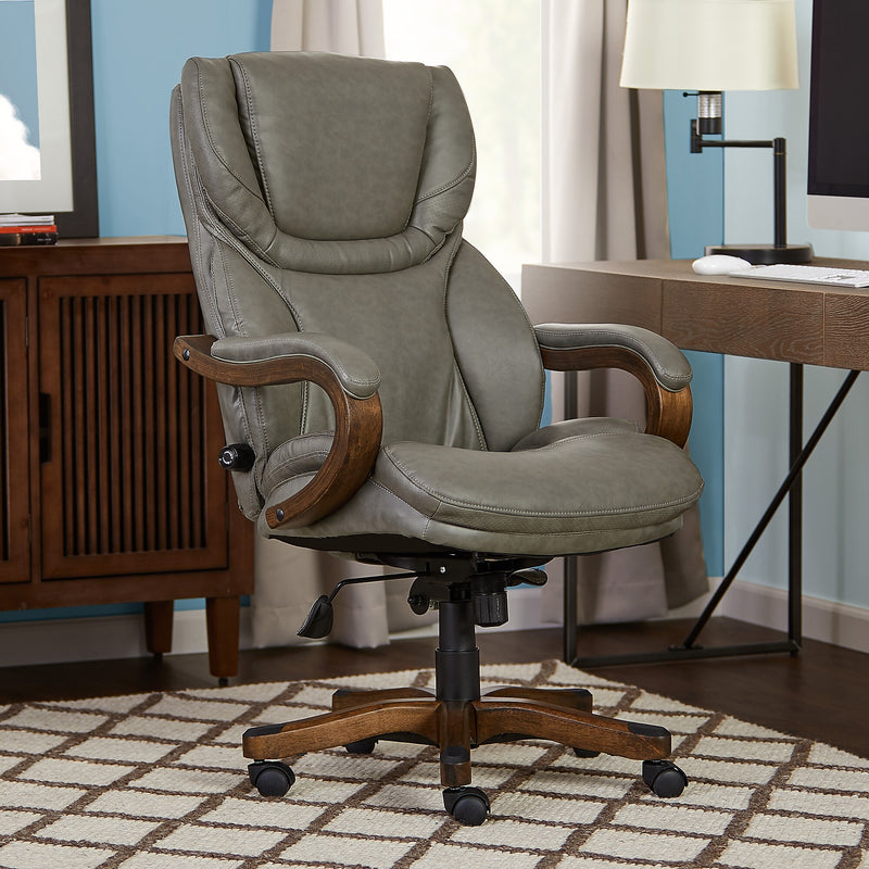 Serta Big and Tall Ergonomic Bonded Leather Executive Big & Tall Chair, 350 lb. Capacity, Gray (43506C)