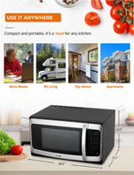 Commercial Chef 1.1 Cu. Ft. Countertop Microwave, Black with Stainless Steel (CHM11MS)