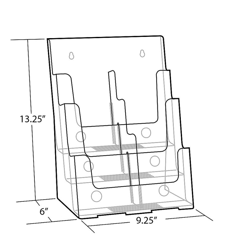 Azar Brochure Holder, 9.25" x 13.25", Vertical, Table Top, Clear, Plastic (252379)