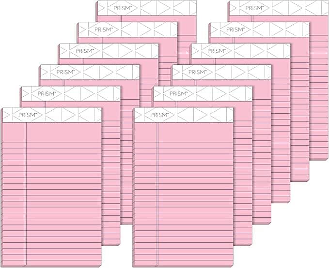 TOPS Prism+ Legal Notepads, 5" x 8", Narrow Ruled, Pink, 50 Sheets/Pad, 12 Pads/Pack (63050)