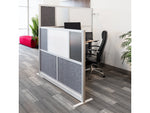 Luxor Workflow Series 5-Panel Freestanding Modular Room Divider System Starter Wall with Whiteboard, 48"H x 70"W, Gray/Silver