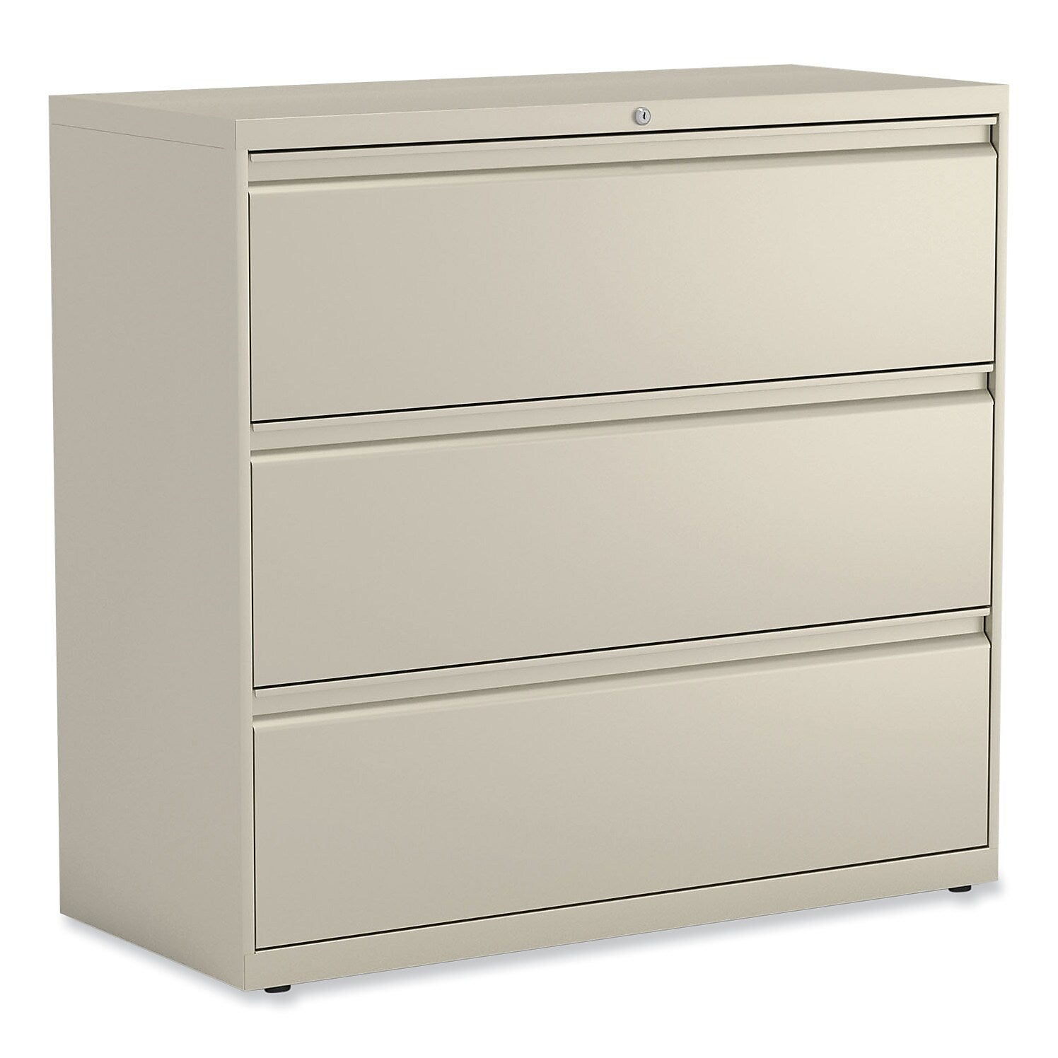 Alera 3-Drawer Lateral File Cabinet, Letter/Legal Size, Lockable, 40.25"H x 42"W x 18.63"D, Putty (ALEHLF4241PY)