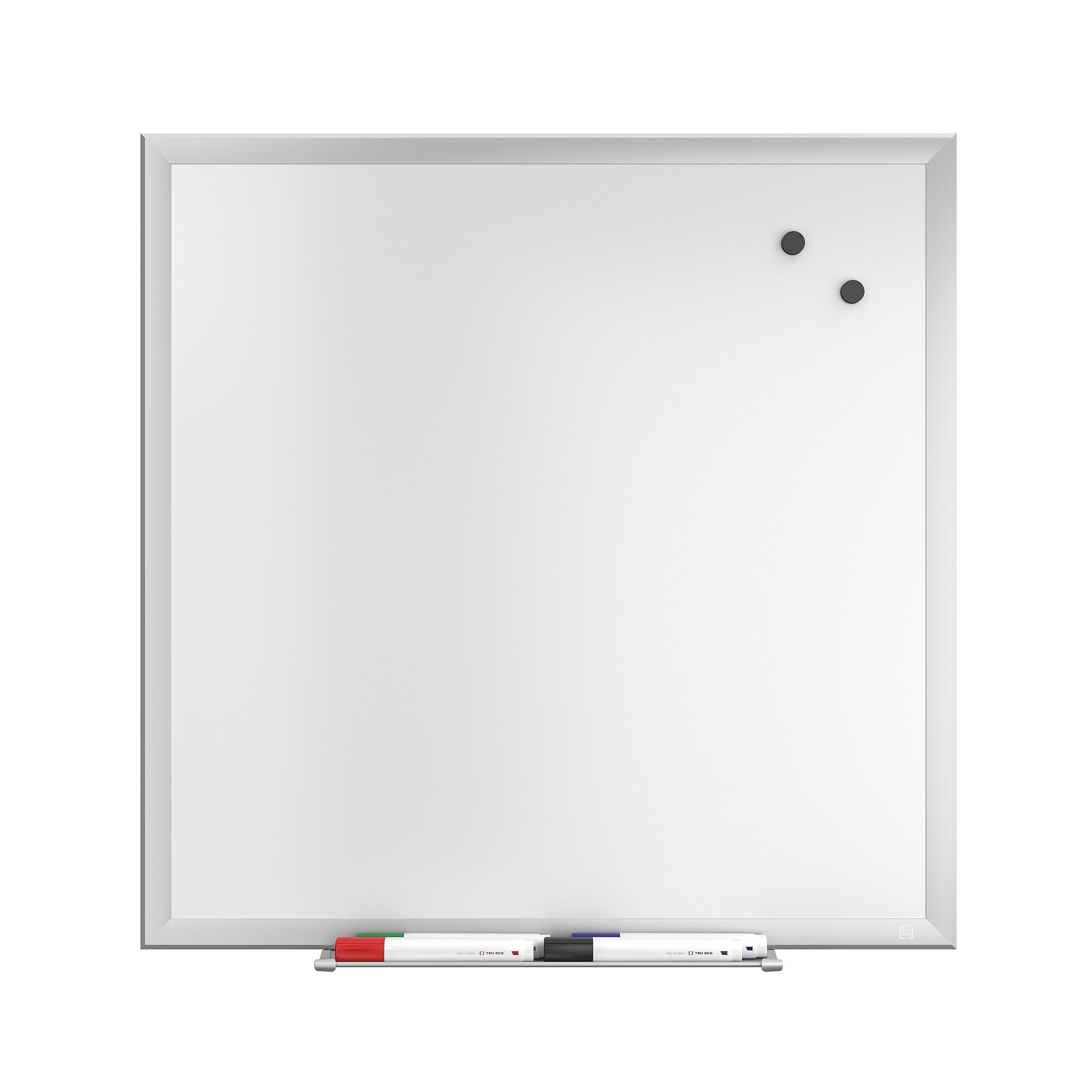 TRU RED™ Magnetic Steel Dry Erase Board, Satin Frame, 2' x 2' (TR61179)