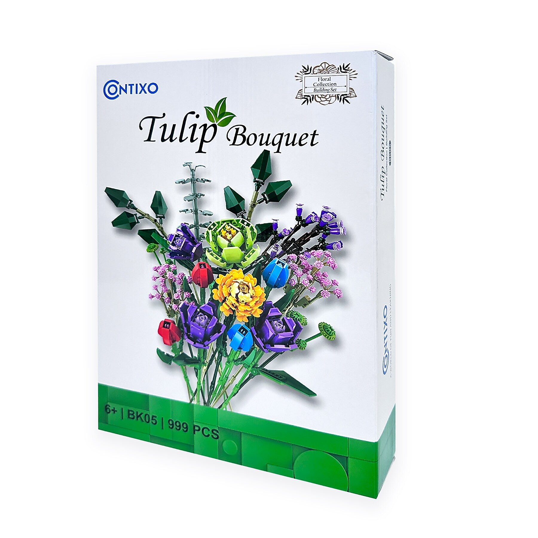 Contixo BK05 Tulip Bouquet Floral Collection Building Block Set, 999 Pieces (CNXBK05)