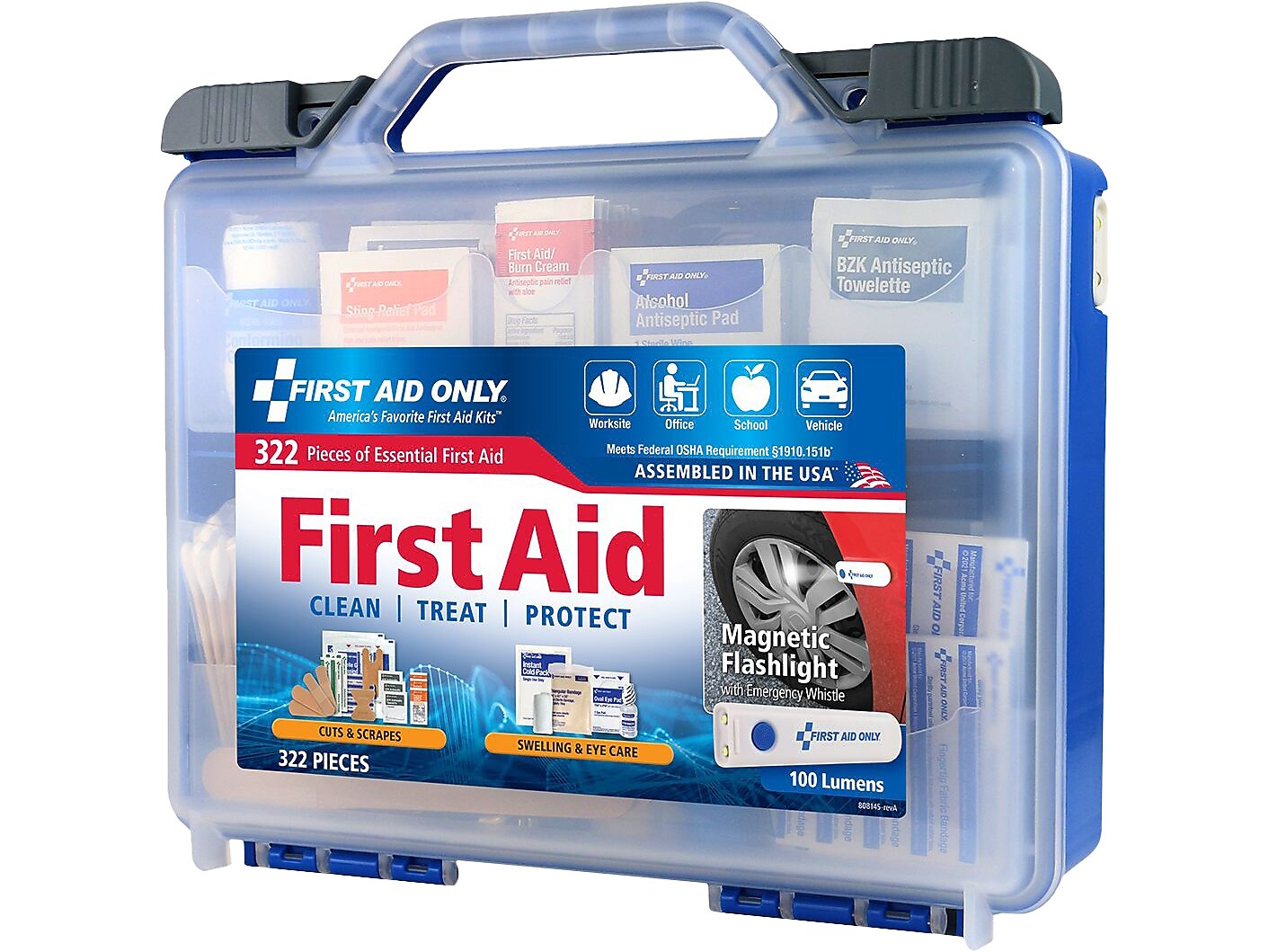 First Aid Only Plastic First Aid Kit, 50 People, 322 Pieces (91414)