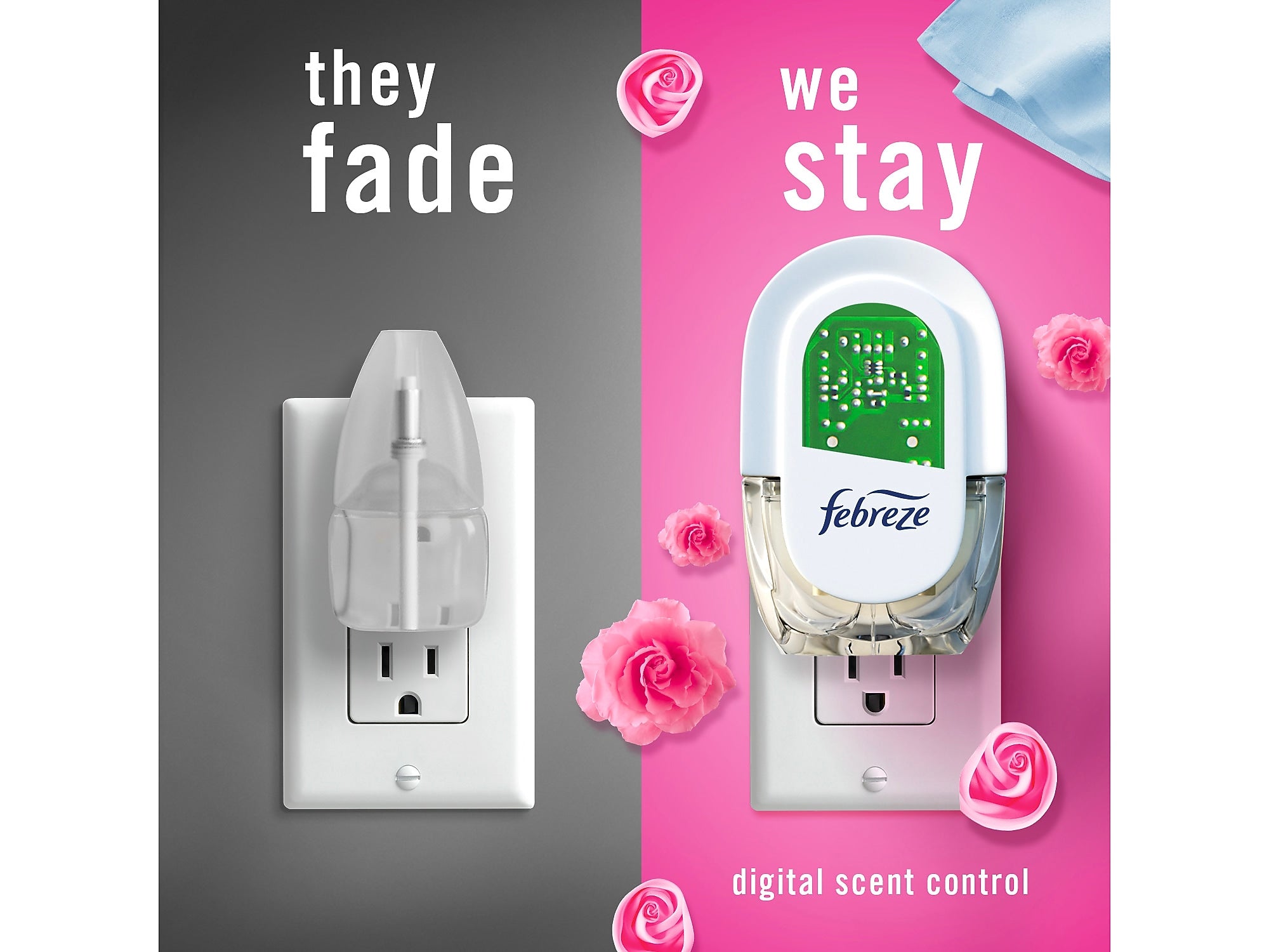 Febreze Fade Defy PLUG Air Freshener with 2 Oil Refills, Downy April Fresh Scent, 0.87 Fl. Oz. (4174)
