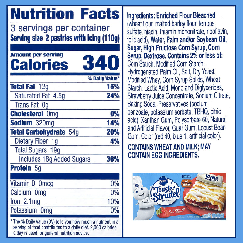 Pillsbury Toaster Strudel, Strawberry, 11.7 oz, 36/Pack (600-04142)