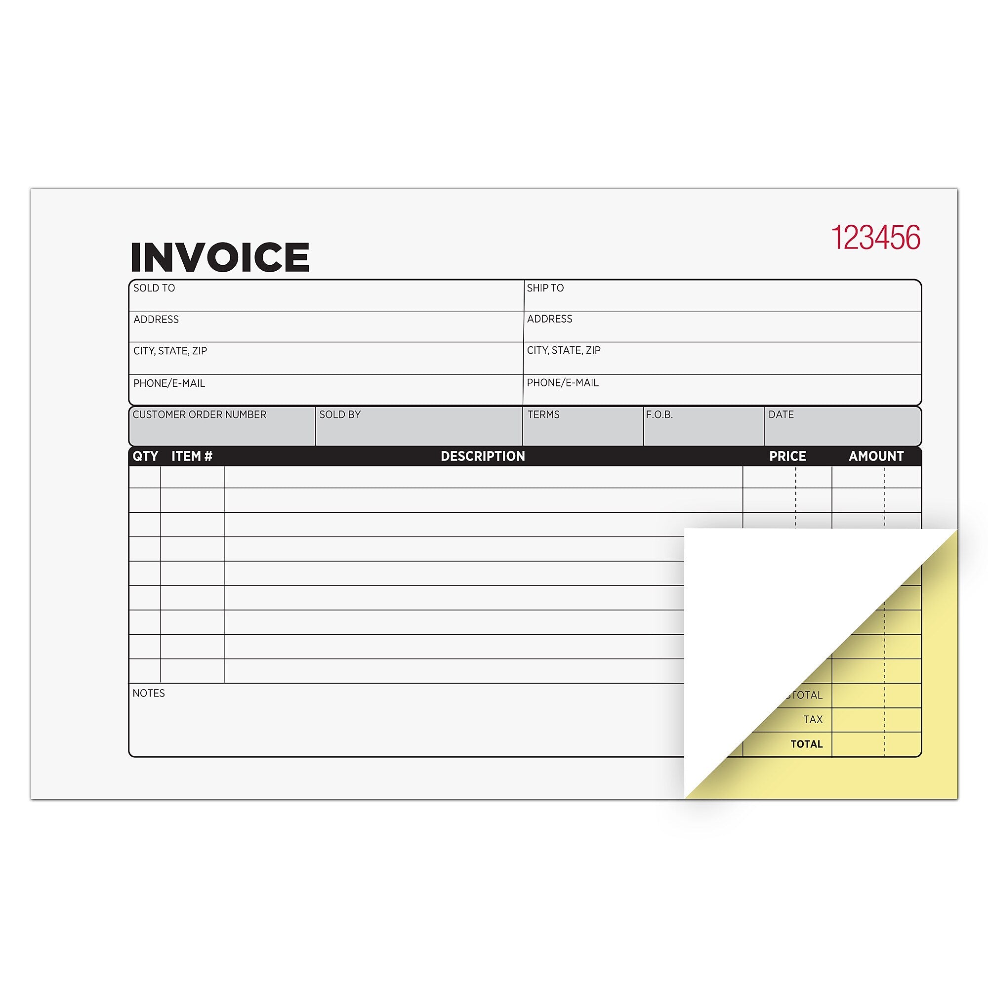 Cosco 2-Part Carbonless Invoices, 5.56" x 8.44", 50 Sets/Book, 5/Pack (074033PK5)
