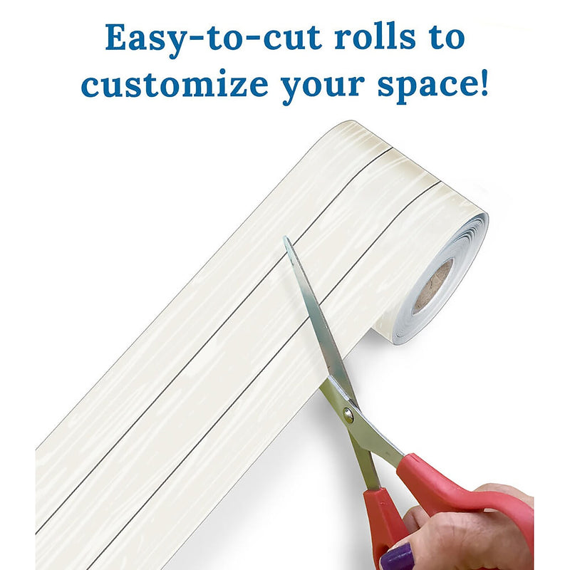 Carson Dellosa Education Rolled Straight Borders, 3"x 65', White Wood Grain, 3/Bundle (CD-108498-3)