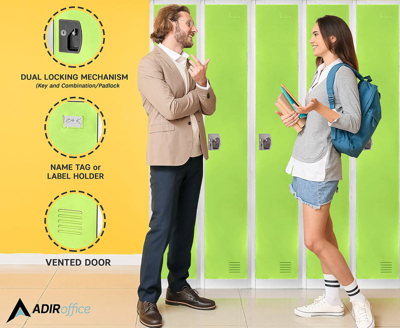 AdirOffice 72"H Single Tier Green Storage Locker (ADI629-201-GRN-DL)