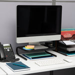 Mind Reader Ventilated Monitor Stand, Holds up to 44 lbs., Metal, Black, 2/Pack (2METMONST-BLK)