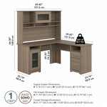 Bush Furniture Cabot 60"W L Shaped Computer Desk with Hutch and Storage, Ash Gray (CAB001AG)