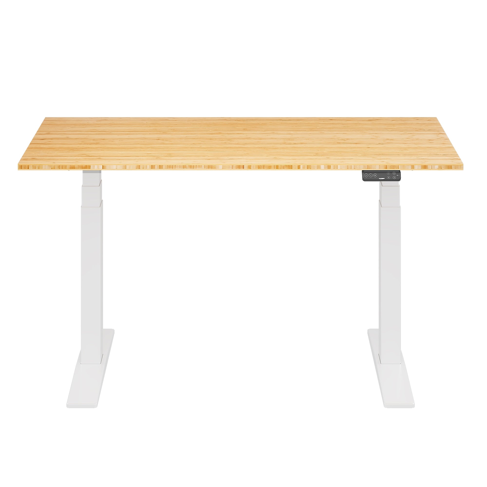 FlexiSpot E7COMMERCIAL 55''W Electric Height Adjustable Standing Desk, Bamboo/White (E7WCOM5528-LBZB)