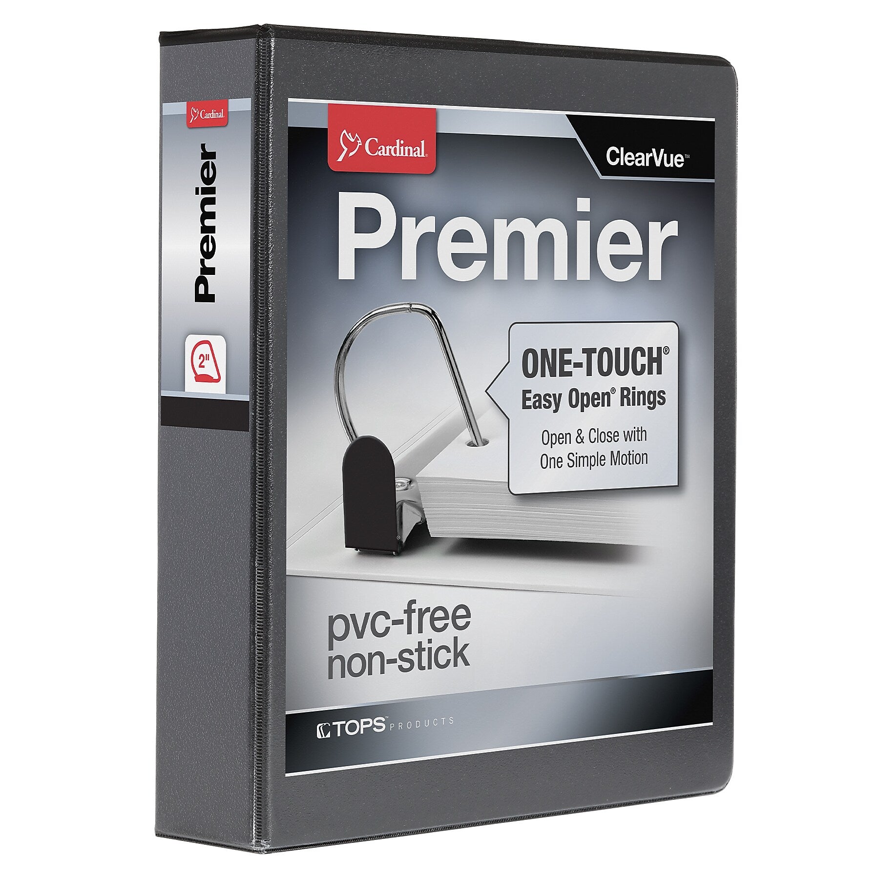 Cardinal Premier Heavy Duty 2" 3-Ring View Binders, D-Ring, Black (10321CB)
