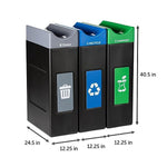 Commercial Zone Avante Black Three-Stream Trash/Recycling/Compost Bin Combo, 90 Gallon, Black (787305MSA)