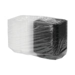 Pactiv Evergreen EarthChoice Vented Microwavable Hinged Lid Container, 3-Compartment, 33oz, Black/Clear, Plastic, 150/CT