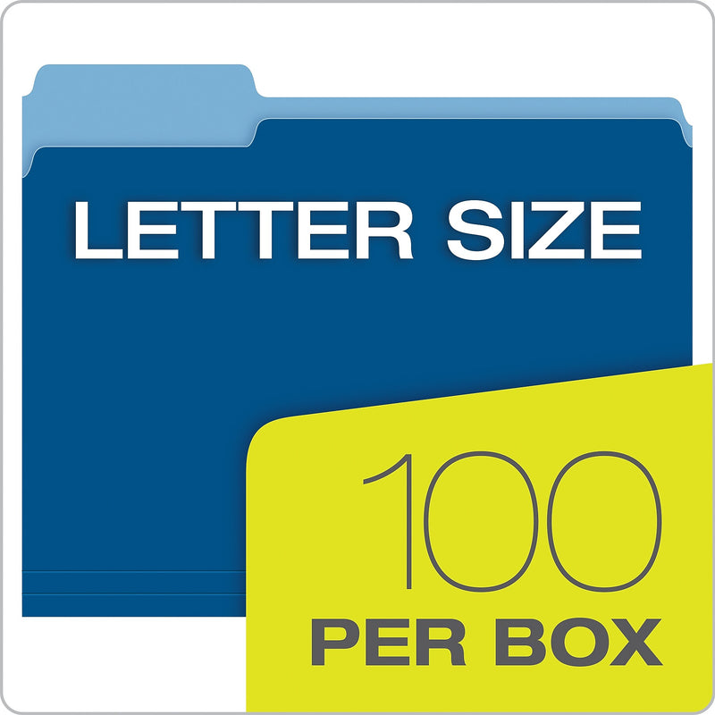 Pendaflex Recycled File Folder, 1/3-Cut Tab, Assorted, Letter Size, Navy, 100/Box (4210 1/3 NAV)