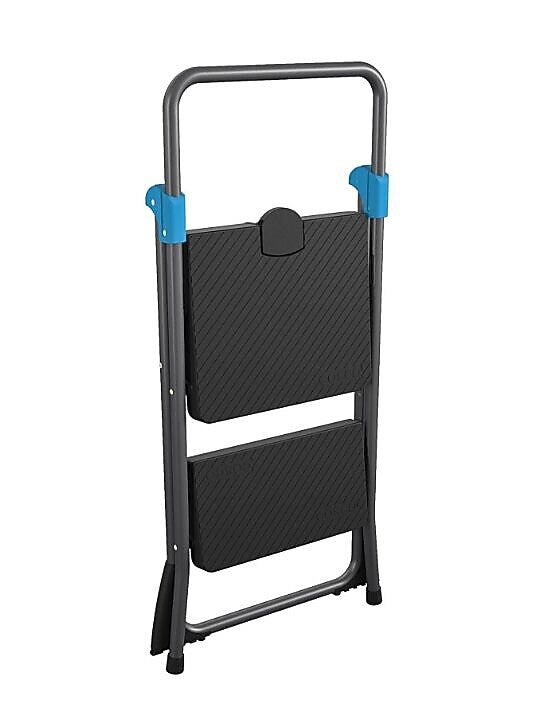 Cosco Commercial 2-Step Folding Stool, 300 lb Capacity, Gray (CSC11829GGB)