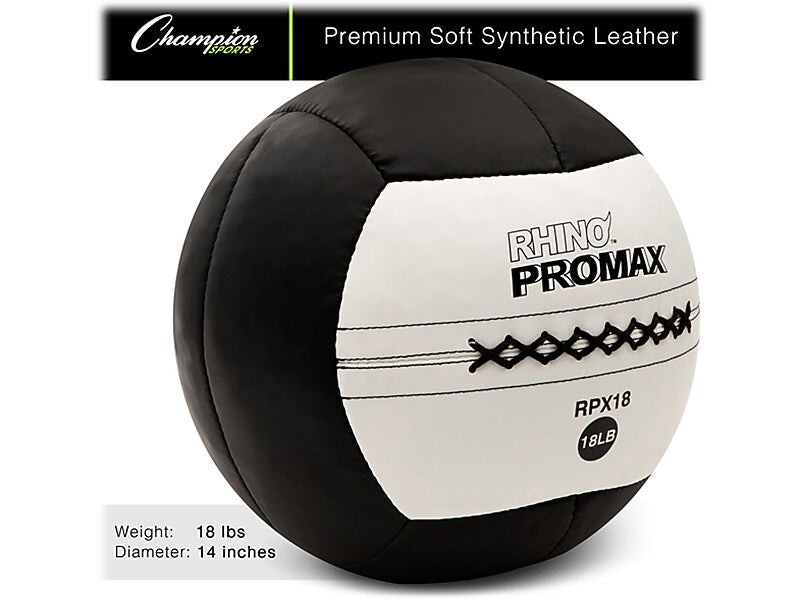 Champion Sports RHINO Promax Medicine Ball, Black/White, 18 Lbs. (RPX18)